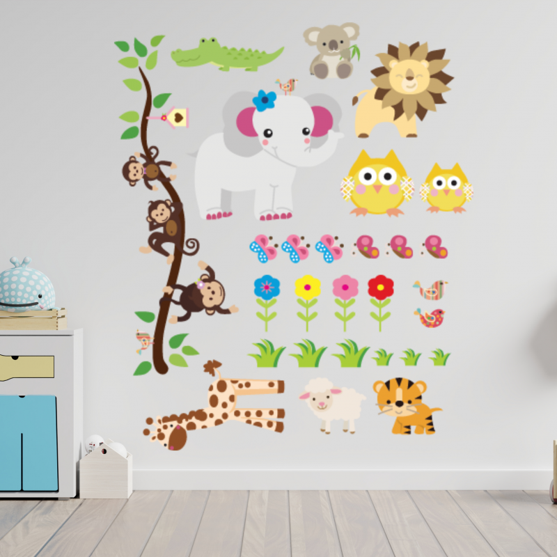 Bebek Odası Zürafa Maymun Koyun Aslan Sticker Bebek Odası Zürafa Maymun Koyun Aslan Sticker
