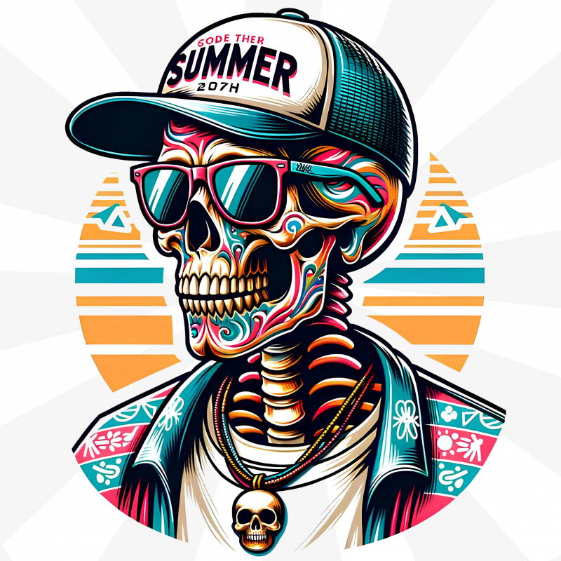 Summer Skull Vibes Sticker