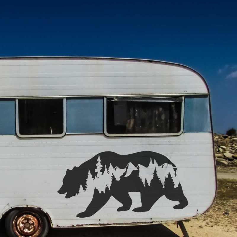 Ayı ve Orman Karavan Sticker Ayı ve Orman Karavan Sticker