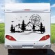 Pusula Orman Dağ ve Manzara Deseni Karavan Sticker Pusula Orman Dağ ve Manzara Deseni Karavan Sticker