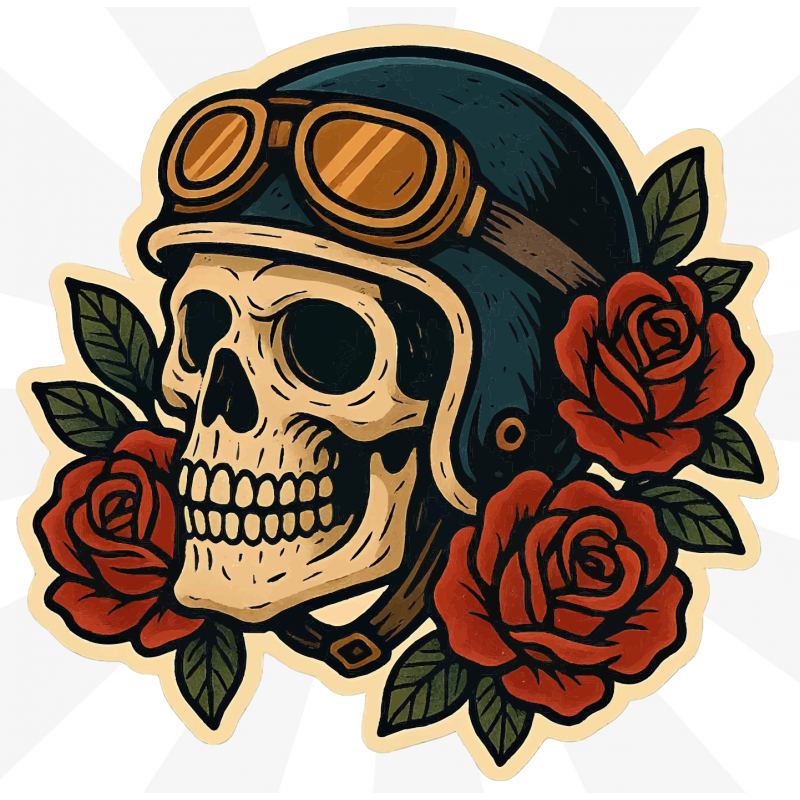 Skull Rider & Roses Sticker