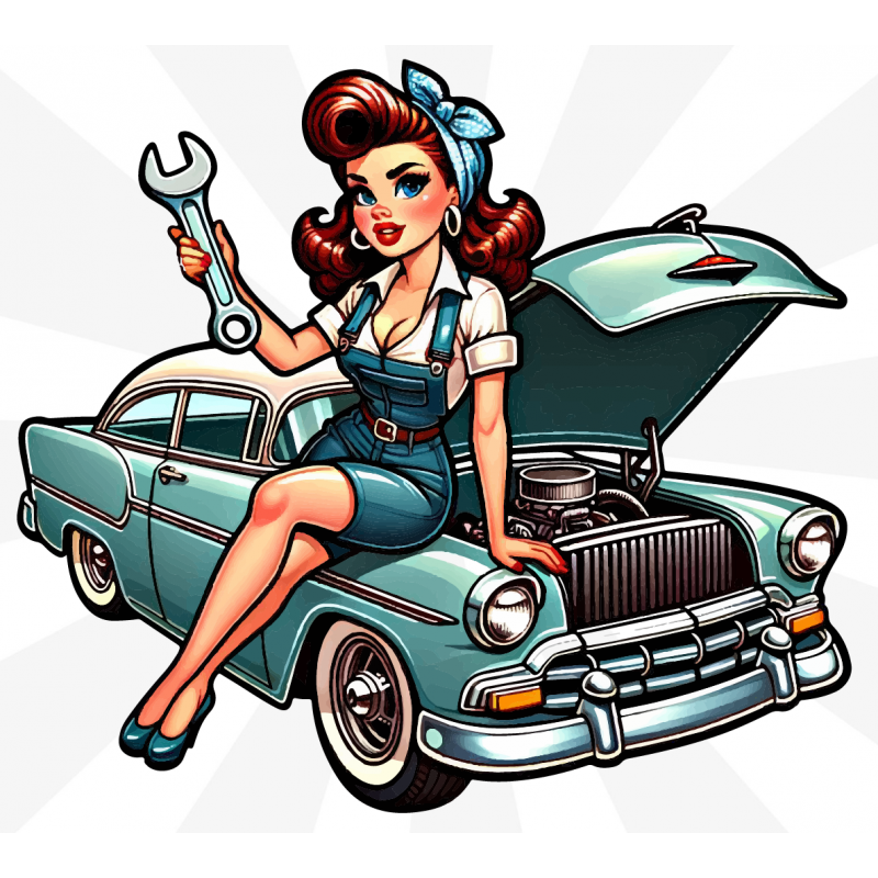 Mechanic Girl Pin-Up Sticker Mechanic Girl Pin-Up Sticker
