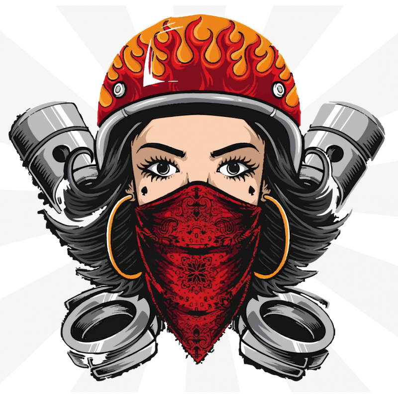 Flaming Biker Girl Sticker Flaming Biker Girl Sticker