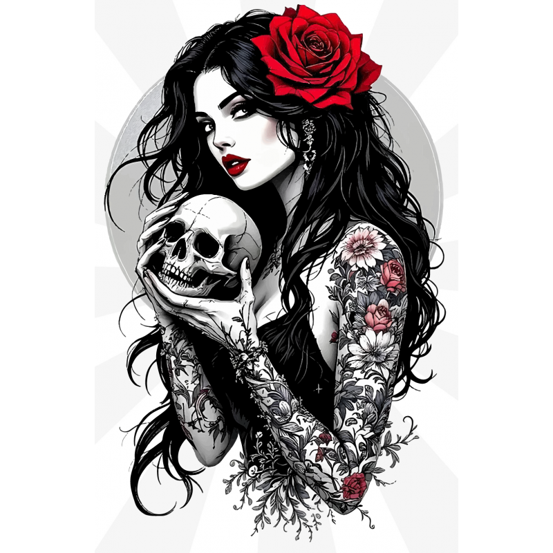 Tattooed Rose Woman Sticker